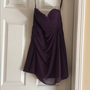 Purple, strapless dress